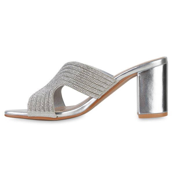 Stiefelparadies Damen Pantoletten in Silber