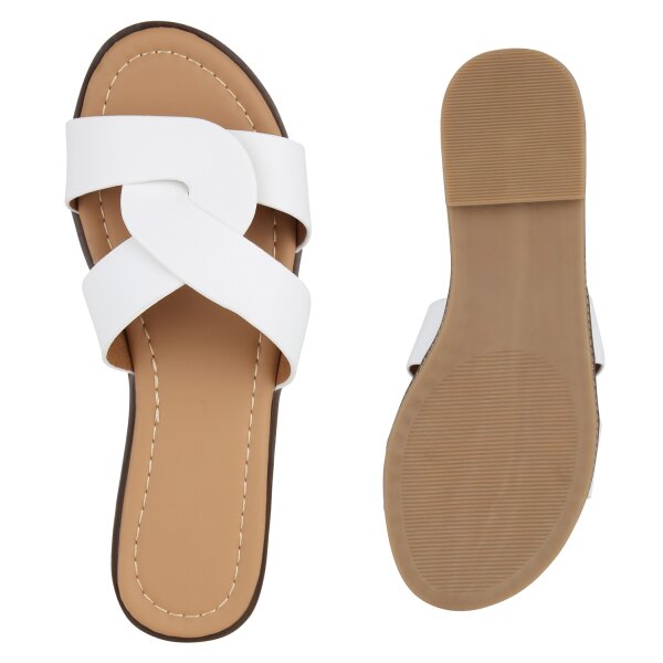 Stiefelparadies Damen Pantoletten In Weiss