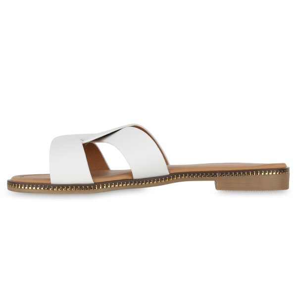 Stiefelparadies Damen Pantoletten in Weiss