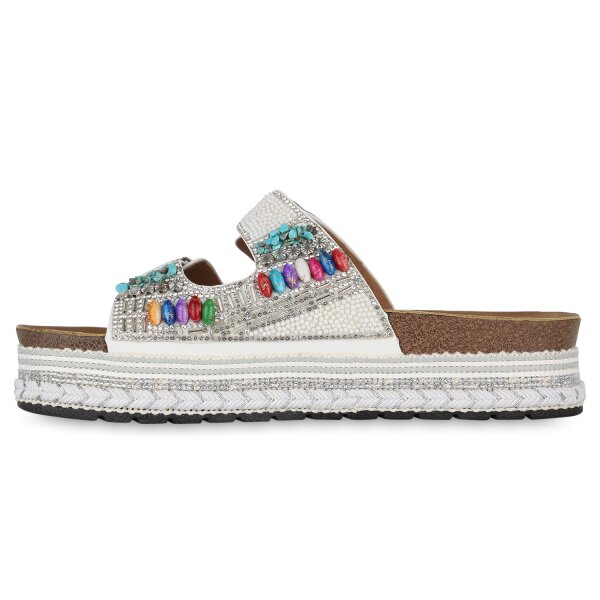 Stiefelparadies Damen Pantoletten in Weiss