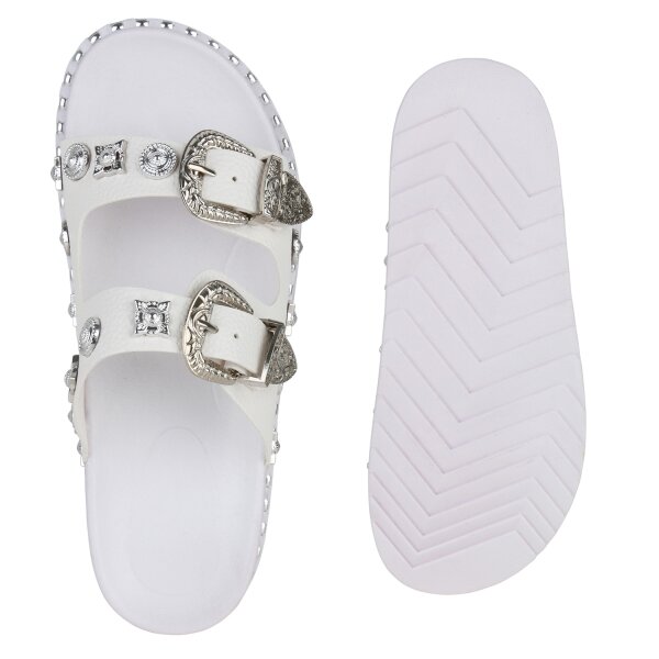 Stiefelparadies Damen Pantoletten In Weiss