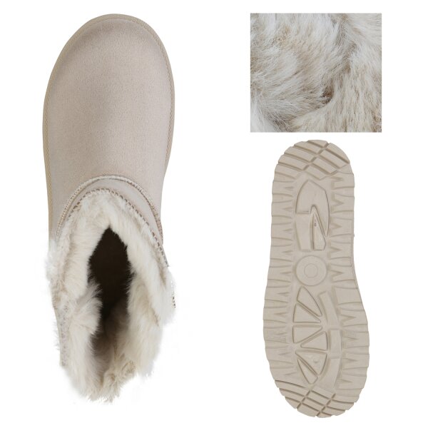 Stiefelparadies Damen Plateau Boots In Beige