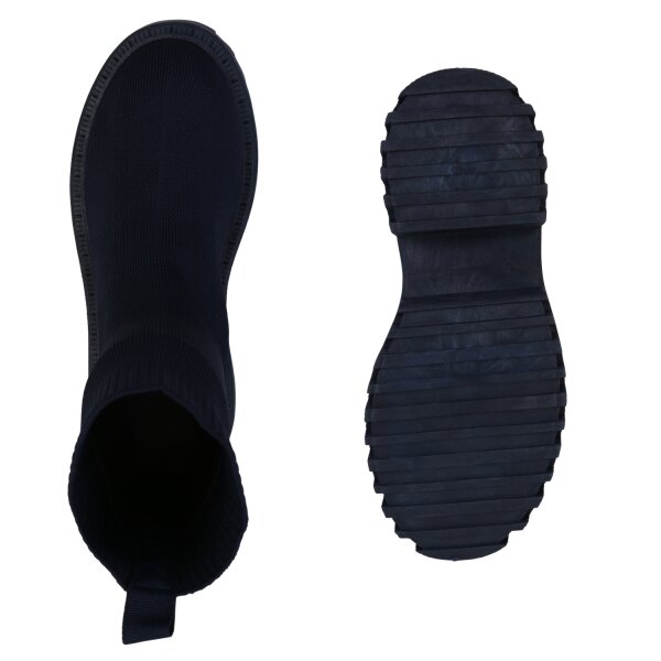 Stiefelparadies Damen Plateau Boots In Dunkelblau