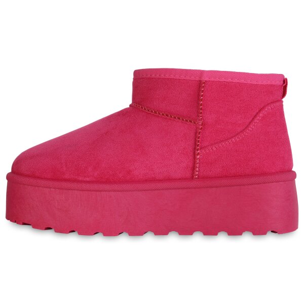 Stiefelparadies Damen Plateau Boots in Fuchsia