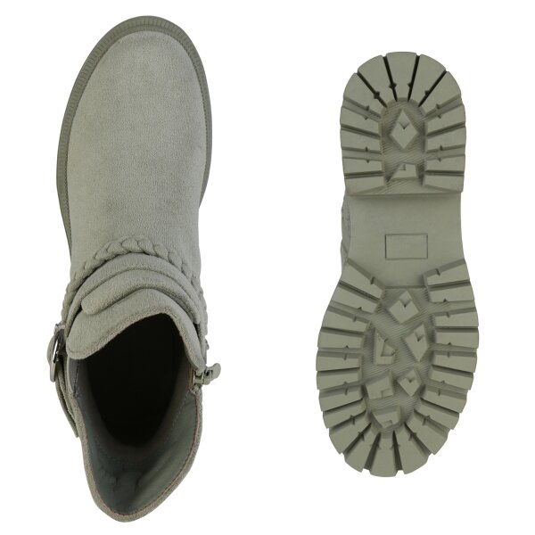 Stiefelparadies Damen Plateau Boots In Grün