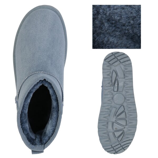 Stiefelparadies Damen Plateau Boots In Hellblau