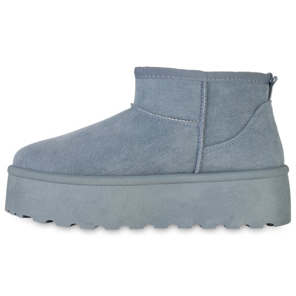 Stiefelparadies Damen Plateau Boots in Hellblau