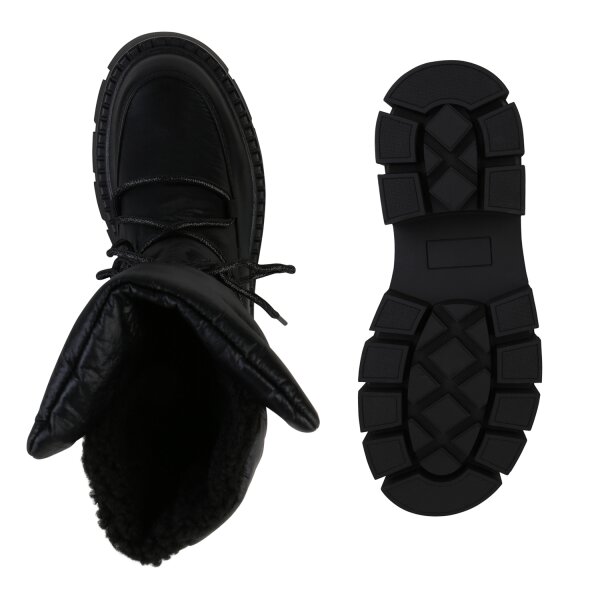 Stiefelparadies Damen Plateau Boots In Schwarz