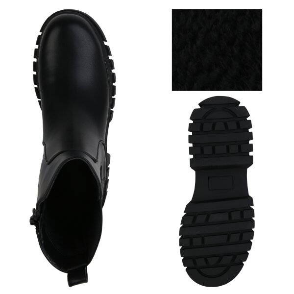 Stiefelparadies Damen Plateau Boots In Schwarz