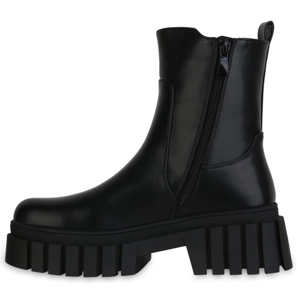 Stiefelparadies Damen Plateau Boots in Schwarz