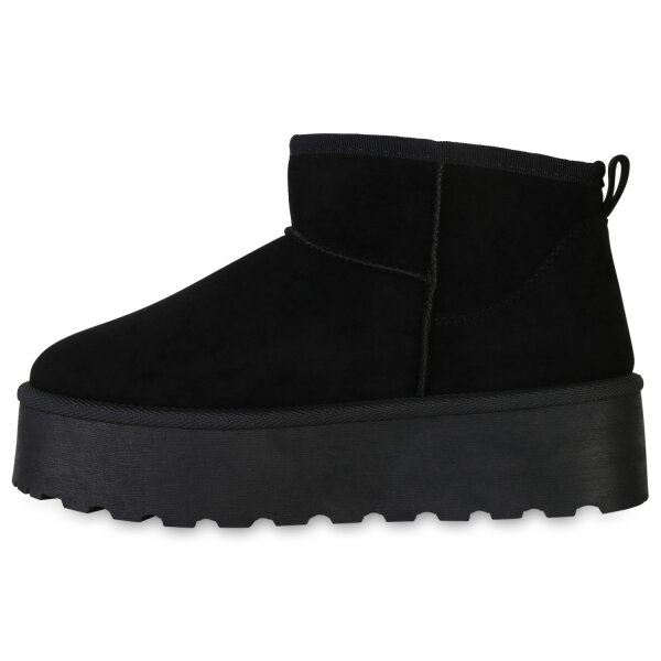 Stiefelparadies Damen Plateau Boots in Schwarz