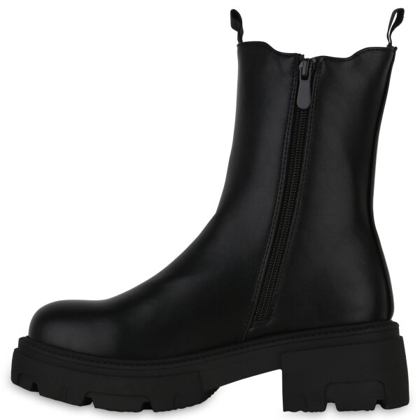 Stiefelparadies Damen Plateau Boots in Schwarz