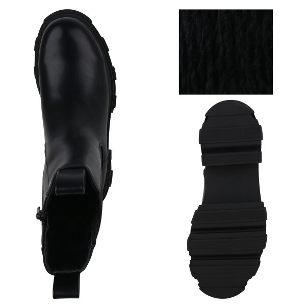 Stiefelparadies Damen Plateau Boots In Schwarz