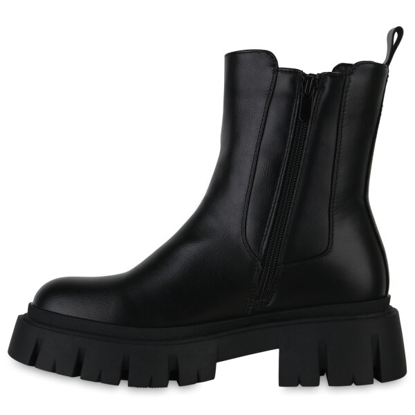 Stiefelparadies Damen Plateau Boots in Schwarz
