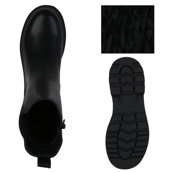 Stiefelparadies Damen Plateau Boots In Schwarz