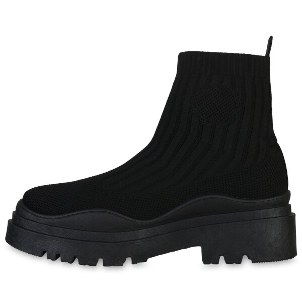 Stiefelparadies Damen Plateau Boots in Schwarz