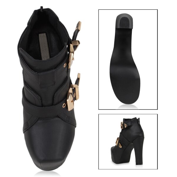 Stiefelparadies Damen Plateau Boots In Schwarz