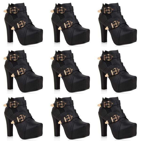 Stiefelparadies Damen Plateau Boots In Schwarz