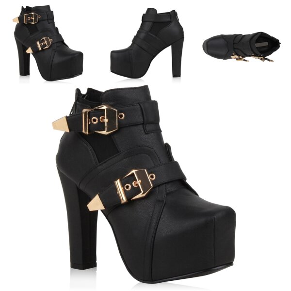 Stiefelparadies Damen Plateau Boots In Schwarz