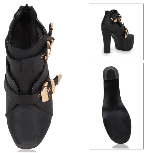 Stiefelparadies Damen Plateau Boots In Schwarz