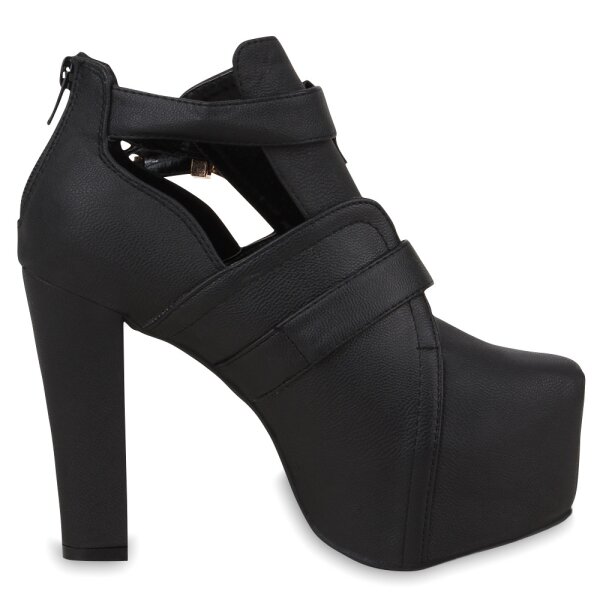 Stiefelparadies Damen Plateau Boots in Schwarz