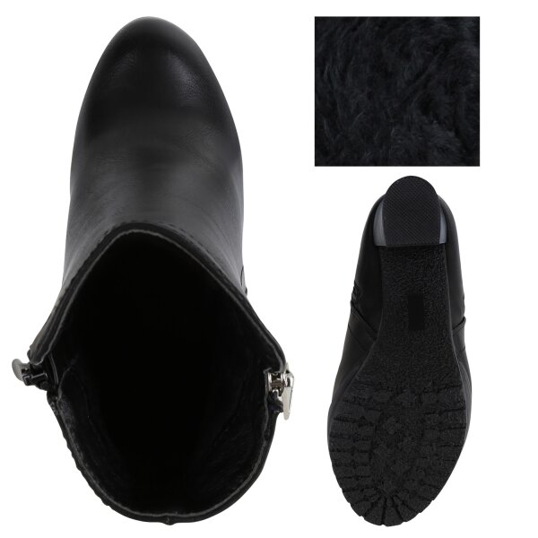 Stiefelparadies Damen Plateau Boots In Schwarz