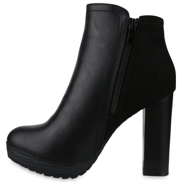 Stiefelparadies Damen Plateau Boots in Schwarz