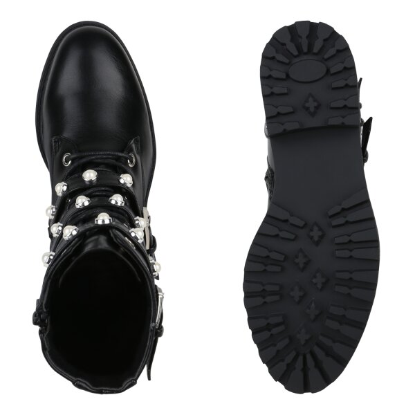 Stiefelparadies Damen Plateau Boots In Schwarz