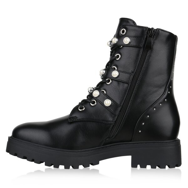 Stiefelparadies Damen Plateau Boots in Schwarz