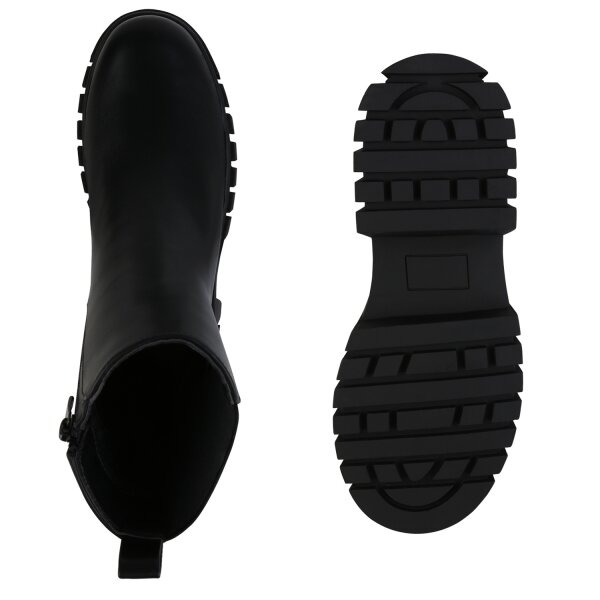 Stiefelparadies Damen Plateau Boots In Schwarz