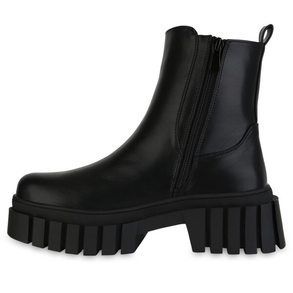 Stiefelparadies Damen Plateau Boots in Schwarz
