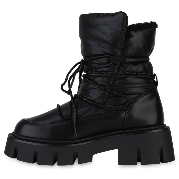 Stiefelparadies Damen Plateau Boots in Schwarz