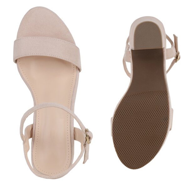 Stiefelparadies Damen Plateau Sandaletten In Beige