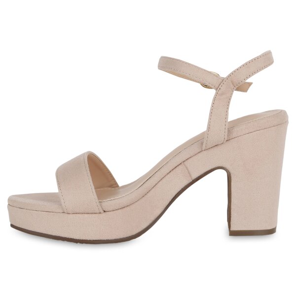 Stiefelparadies Damen Plateau Sandaletten in Beige