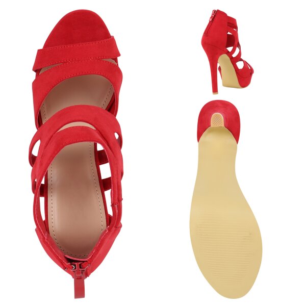 Stiefelparadies Damen Plateau Sandaletten In Creme