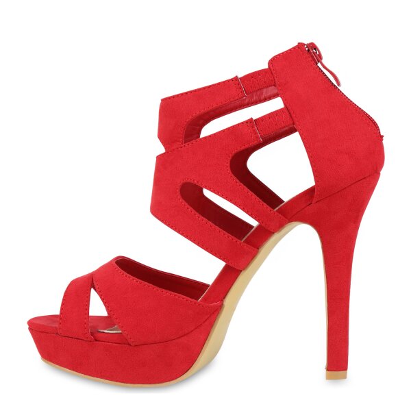 Stiefelparadies Damen Plateau Sandaletten in Creme