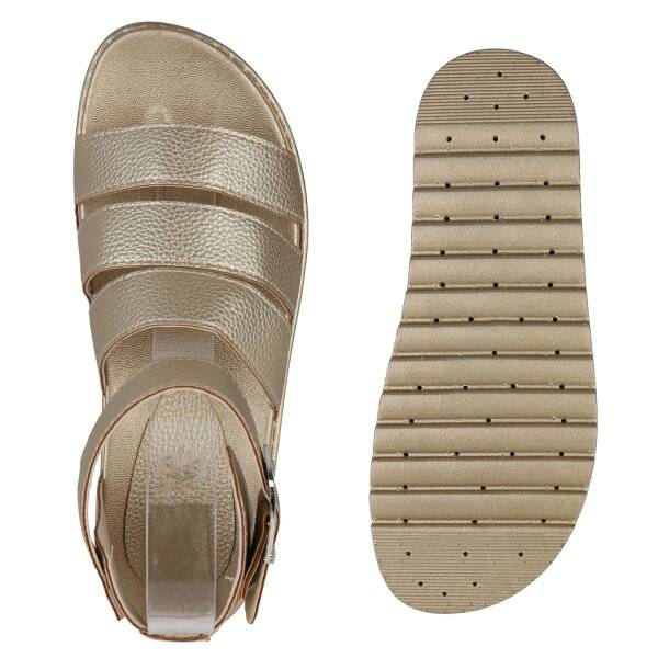 Stiefelparadies Damen Plateau Sandaletten In Gold