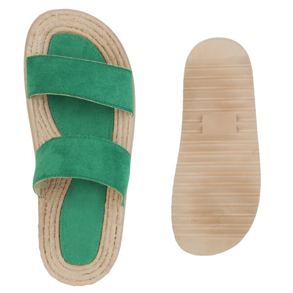 Stiefelparadies Damen Plateau Sandaletten In Grün