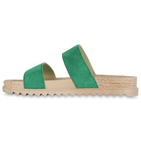 Stiefelparadies Damen Plateau Sandaletten in Grün