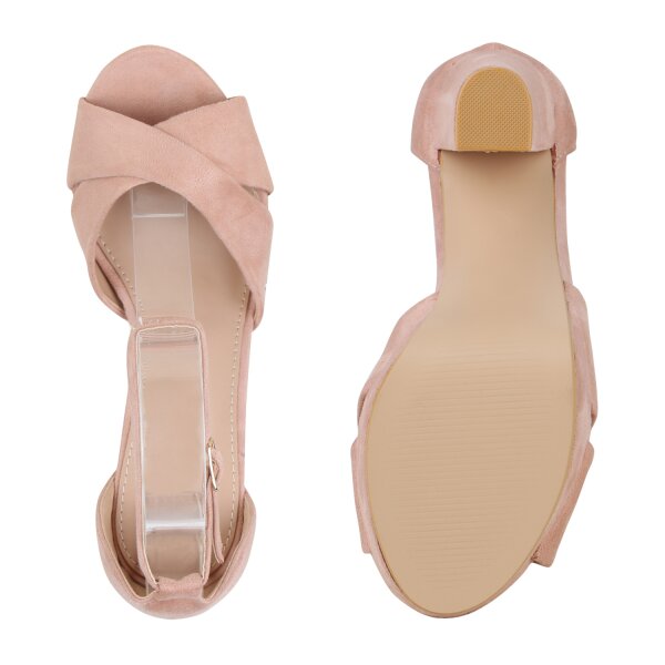 Stiefelparadies Damen Plateau Sandaletten In Rosa