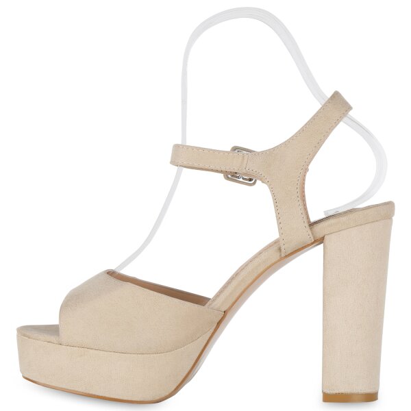 Stiefelparadies Damen Plateau Sandaletten in Rot