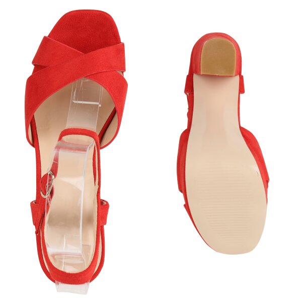 Stiefelparadies Damen Plateau Sandaletten In Rot