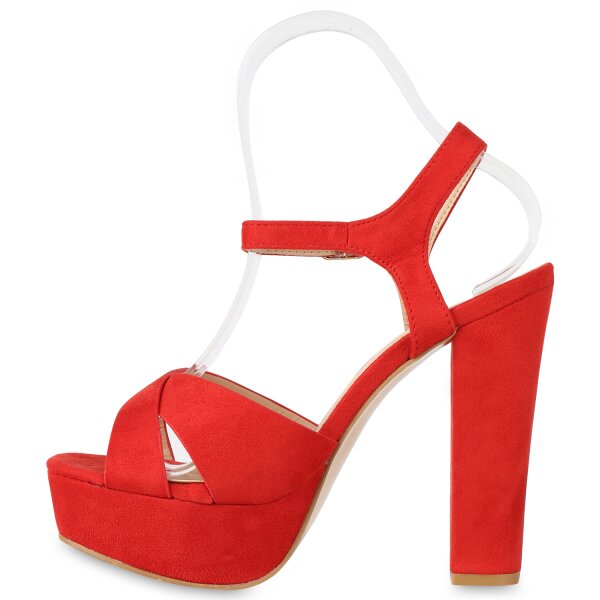 Stiefelparadies Damen Plateau Sandaletten in Rot