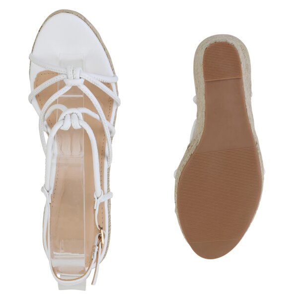 Stiefelparadies Damen Plateau Sandaletten In Weiss