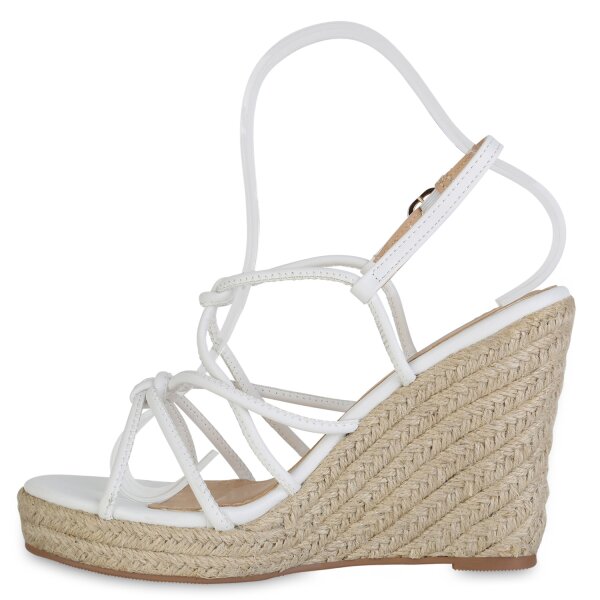 Stiefelparadies Damen Plateau Sandaletten in Weiss