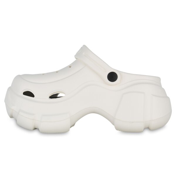 Stiefelparadies Damen Plateau Sandaletten in Weiss