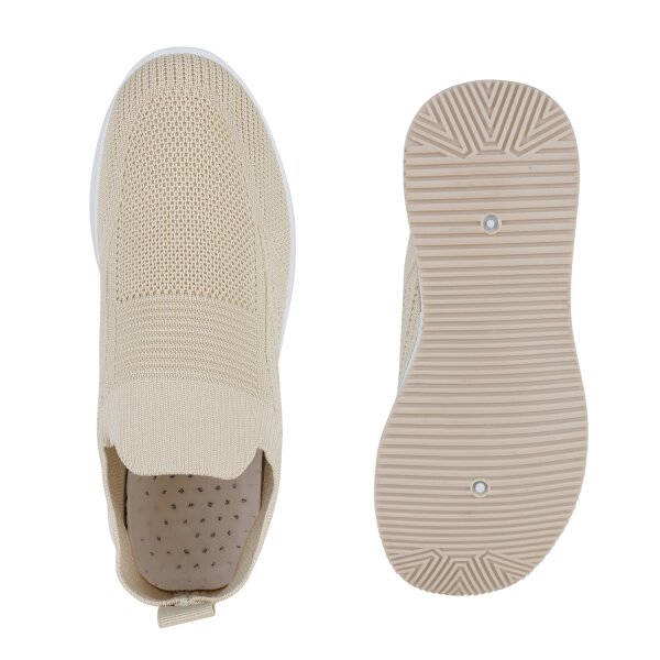 Stiefelparadies Damen Plateau Sneaker In Beige