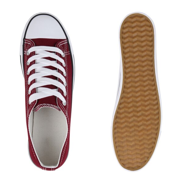 Stiefelparadies Damen Plateau Sneaker In Dunkelrot