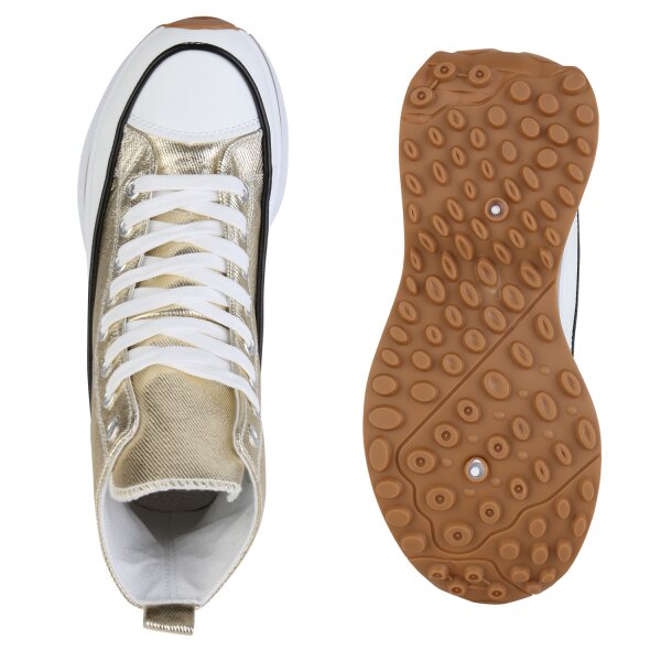 Stiefelparadies Damen Plateau Sneaker In Gold