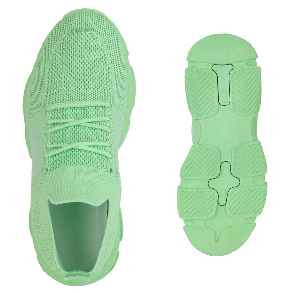 Stiefelparadies Damen Plateau Sneaker In Hellgrün